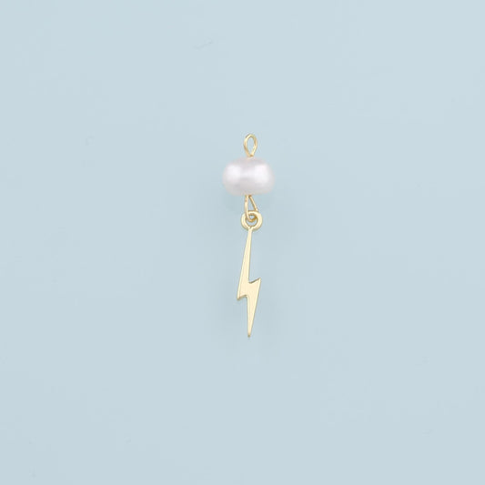 18K Gold Filled Pearl Lightning Pendant,Dainty Lightning Charm Bracelet Necklace for DIY Jewelry Making Supply