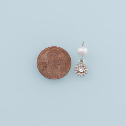 18K Gold Filled Flower Pearl Charm Pendant for Jewelry Making