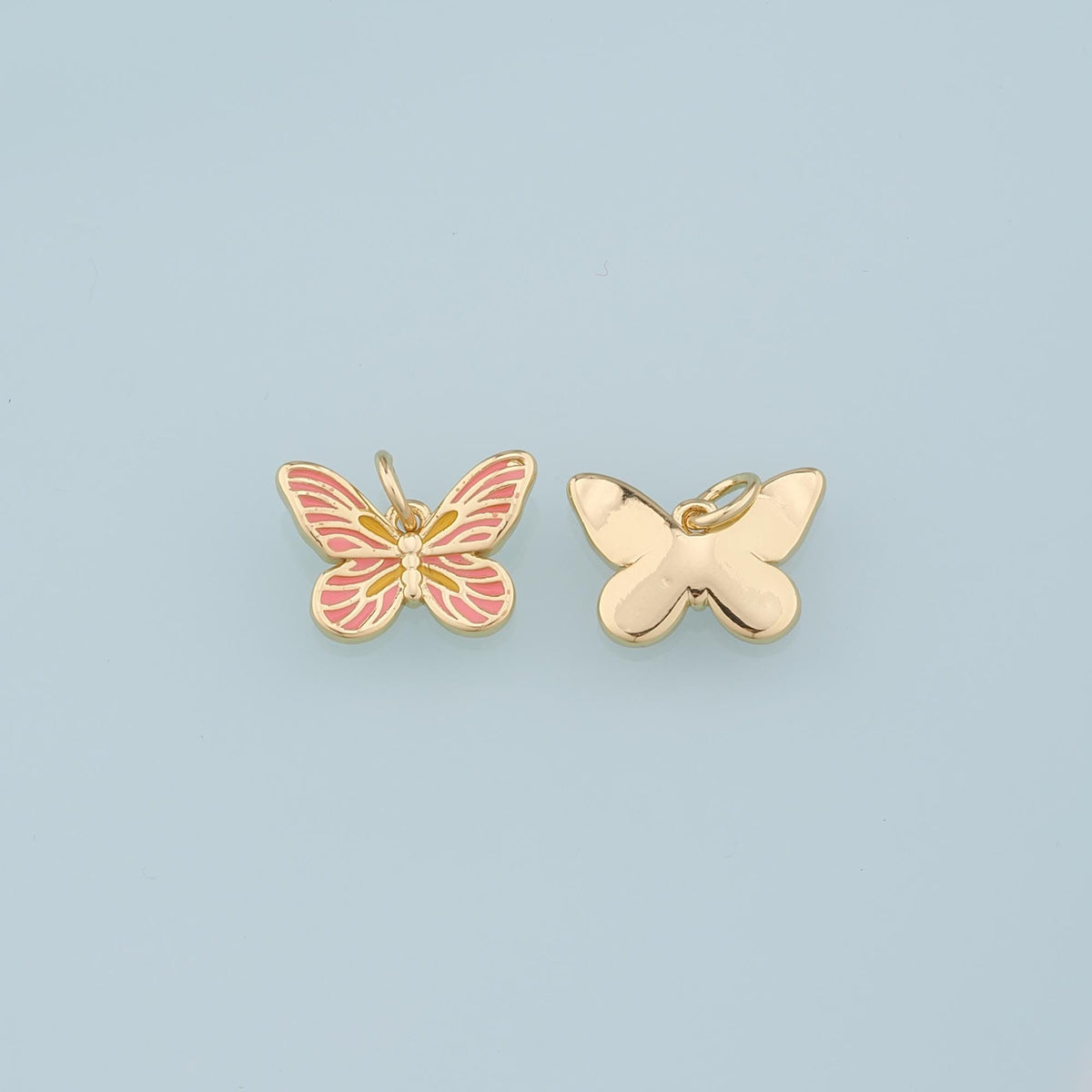 18K Gold Filled Butterfly Pendant,Enamel Butterfly Charm Bracelet Necklace for DIY Jewelry Making Supply