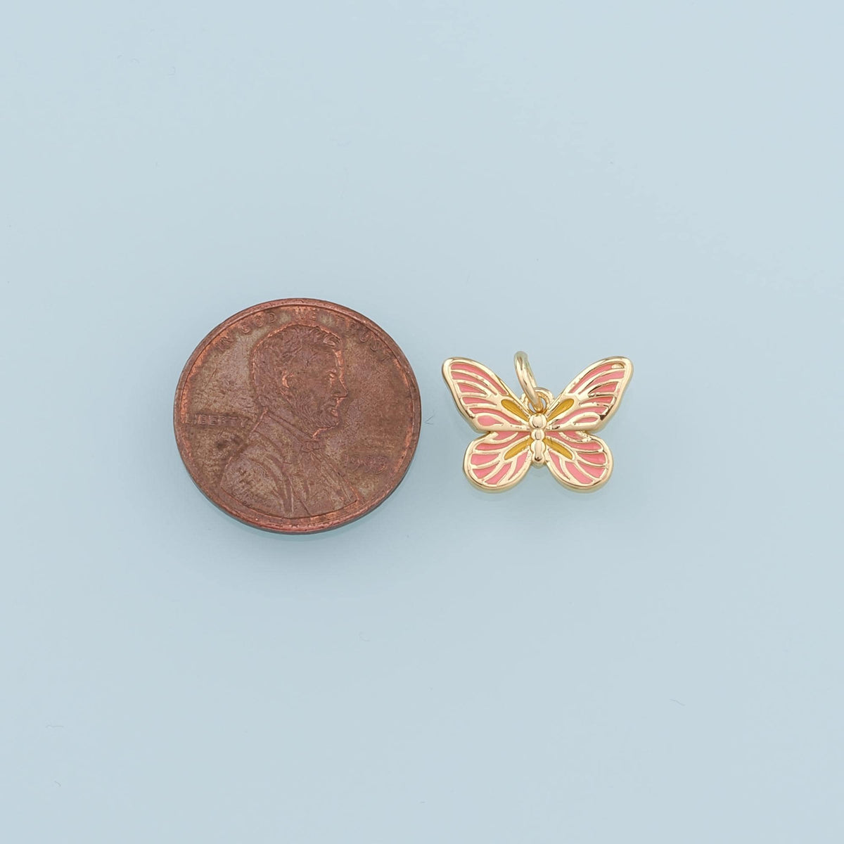 18K Gold Filled Butterfly Pendant,Enamel Butterfly Charm Bracelet Necklace for DIY Jewelry Making Supply