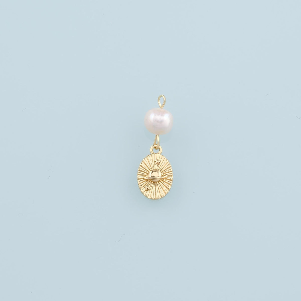 18K Gold Filled Pearl Universe Pendant,Dainty Universe Charm Bracelet Necklace for DIY Jewelry Making Supply