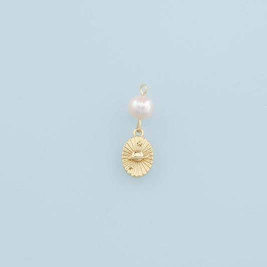 18K Gold Filled Pearl Universe Pendant,Dainty Universe Charm Bracelet Necklace for DIY Jewelry Making Supply