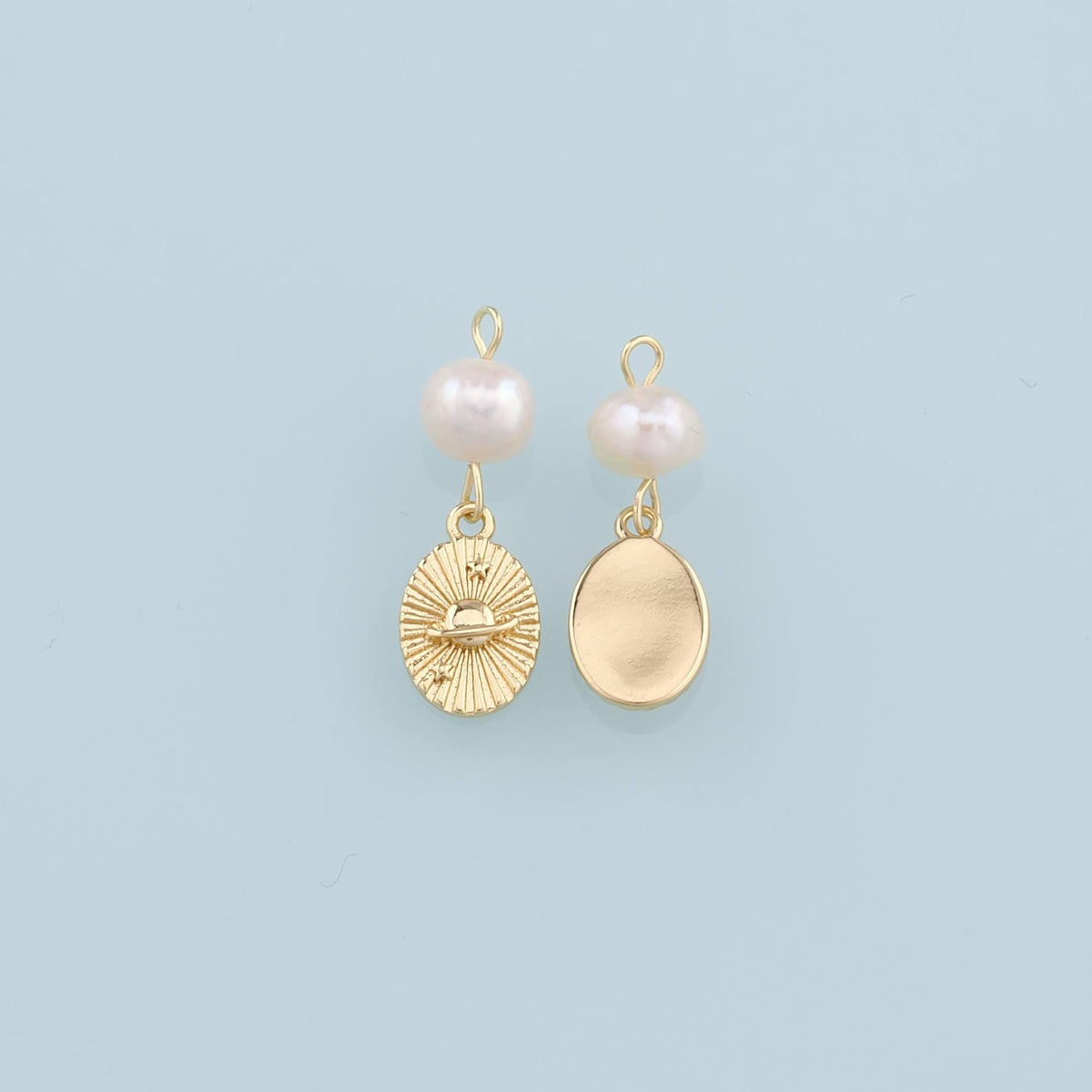 18K Gold Filled Pearl Universe Pendant,Dainty Universe Charm Bracelet Necklace for DIY Jewelry Making Supply