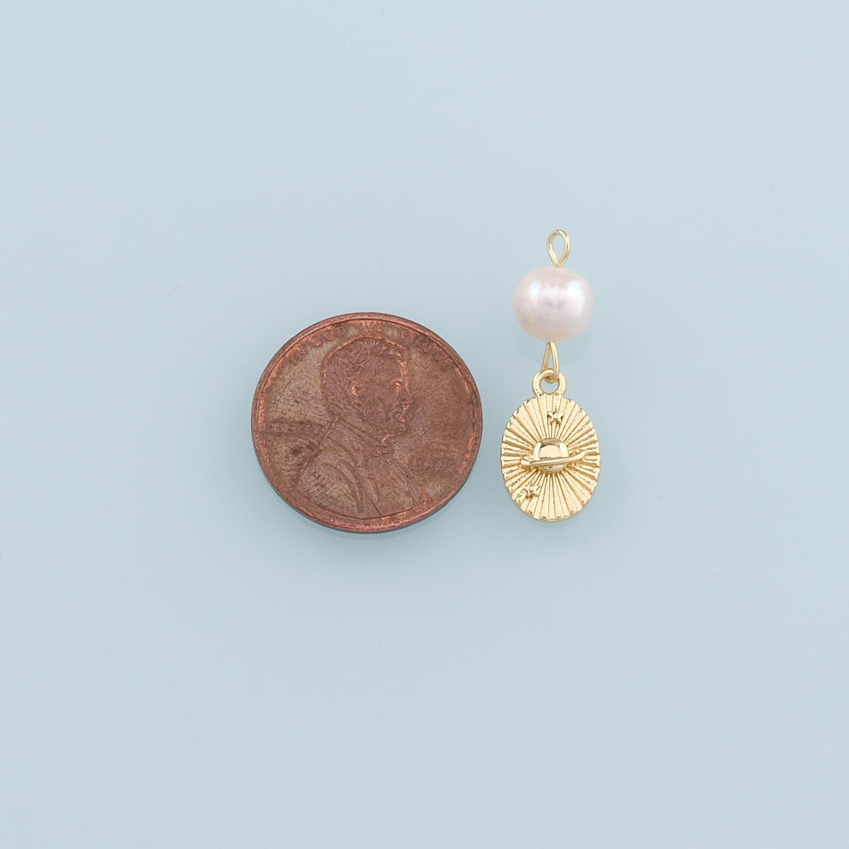 18K Gold Filled Pearl Universe Pendant,Dainty Universe Charm Bracelet Necklace for DIY Jewelry Making Supply