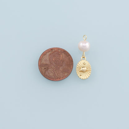 18K Gold Filled Pearl Universe Pendant,Dainty Universe Charm Bracelet Necklace for DIY Jewelry Making Supply