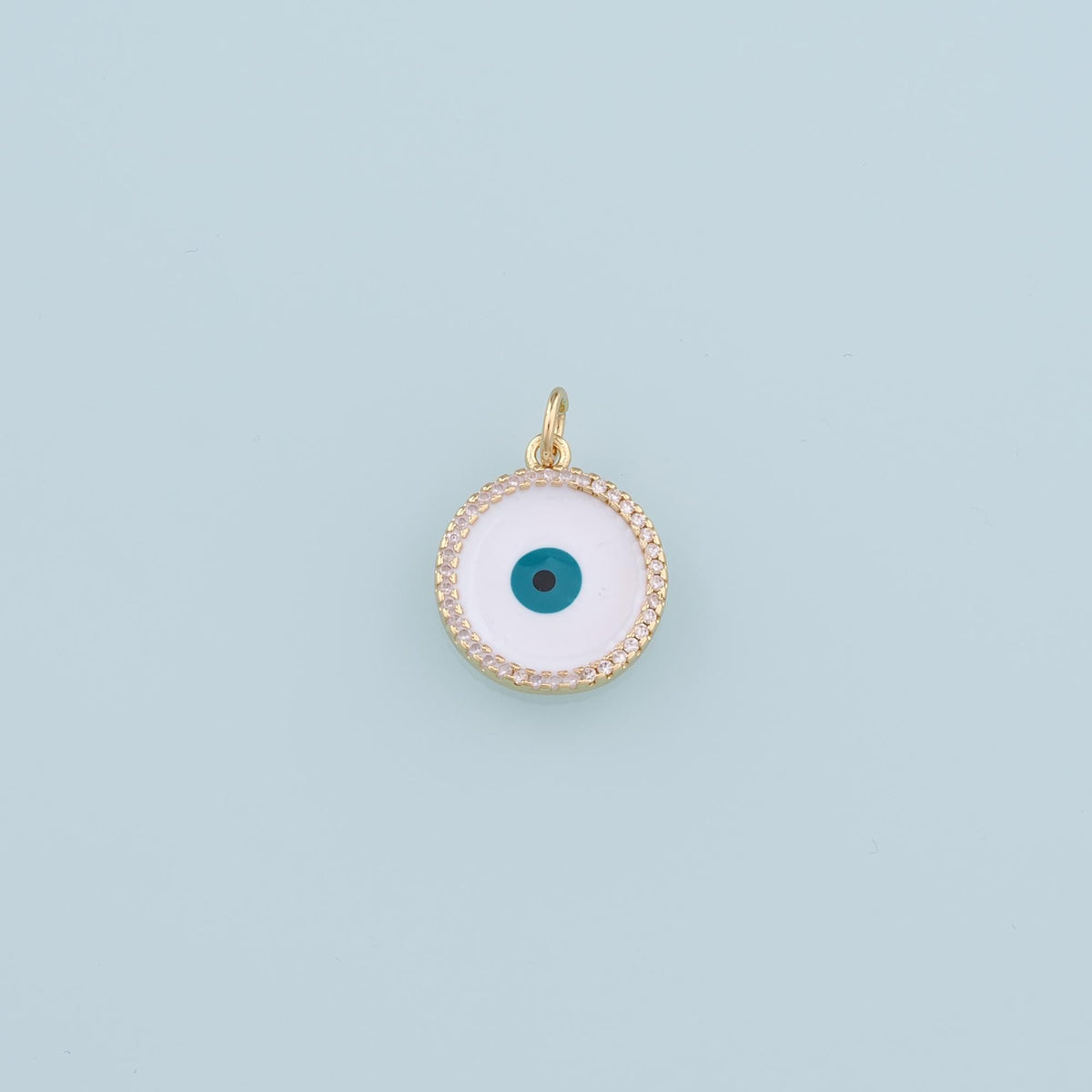 18K Gold Filled Evil Eye Pendant,Enamel Evil Eye Charm Bracelet Necklace for DIY Jewelry Making Supply