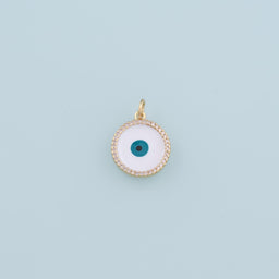 18K Gold Filled Evil Eye Pendant,Enamel Evil Eye Charm Bracelet Necklace for DIY Jewelry Making Supply