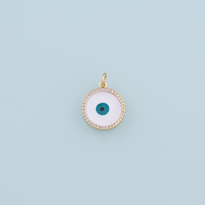 18K Gold Filled Evil Eye Pendant,Enamel Evil Eye Charm Bracelet Necklace for DIY Jewelry Making Supply