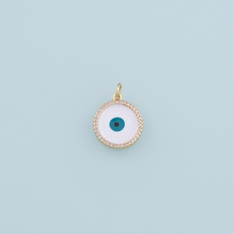 18K Gold Filled Evil Eye Pendant,Enamel Evil Eye Charm Bracelet Necklace for DIY Jewelry Making Supply