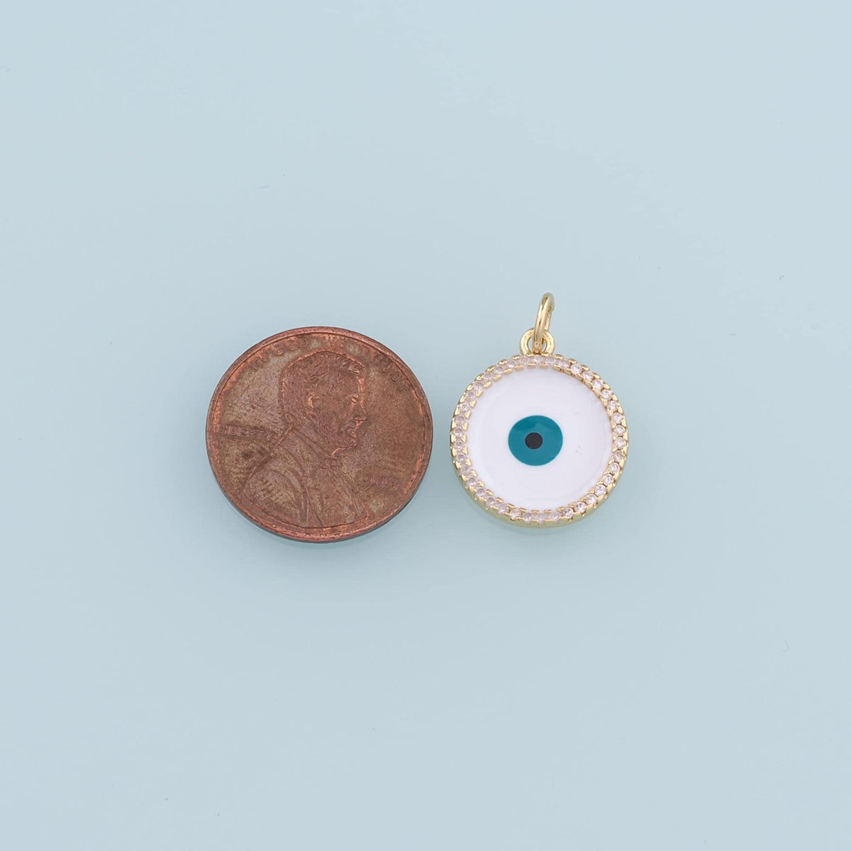 18K Gold Filled Evil Eye Pendant,Enamel Evil Eye Charm Bracelet Necklace for DIY Jewelry Making Supply