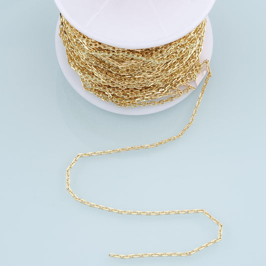 Gold Box Chain,18K Gold Filled Box paper clip Chain for Necklace Bracelet DIY Jewelry Making Supply