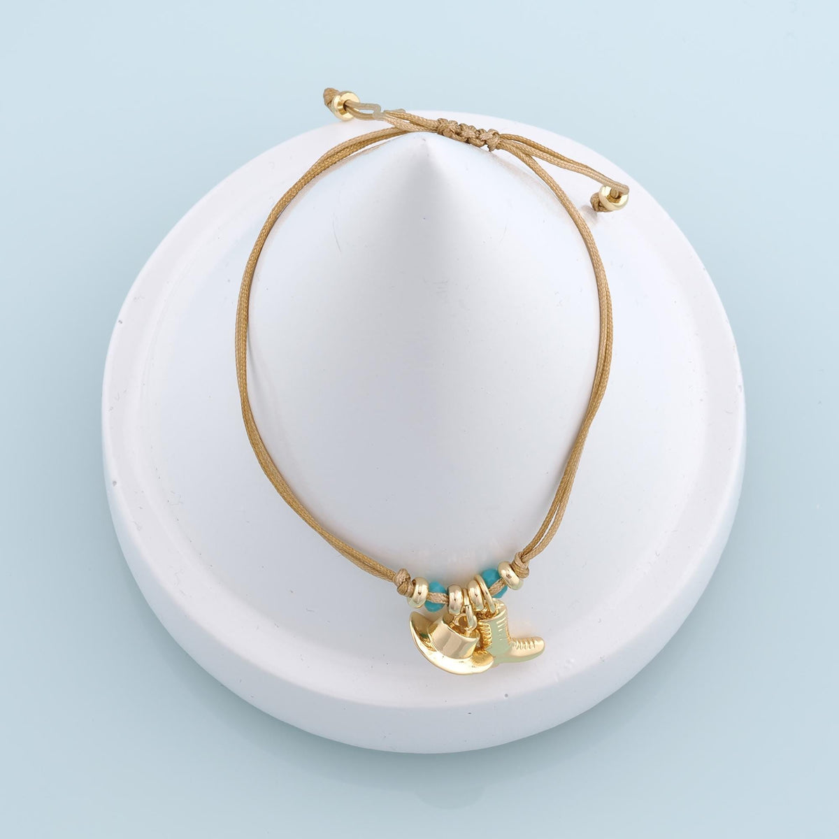 Gold Adjustable Braided Rope,18K Gold Filled Hat Boots Bracelet,Finished Bracelets,Bracelets for Jewelry Making