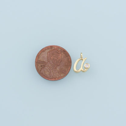 18K Gold Filled letter Pendant,CZ Micro Pave Initial Charm Bracelet Necklace for DIY Jewelry Making Supply