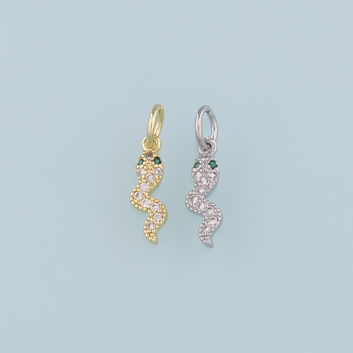18K Gold Filled Snake CZ Charm Pendant for Jewelry Making