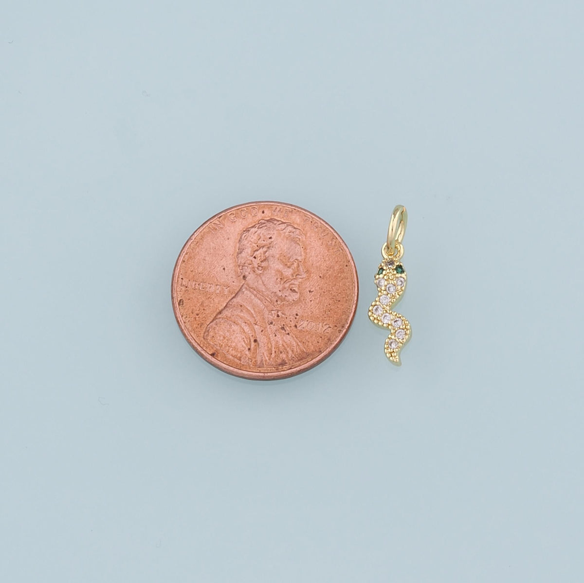 18K Gold Filled Snake CZ Charm Pendant for Jewelry Making