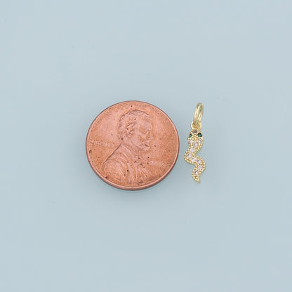 18K Gold Filled Snake CZ Charm Pendant for Jewelry Making