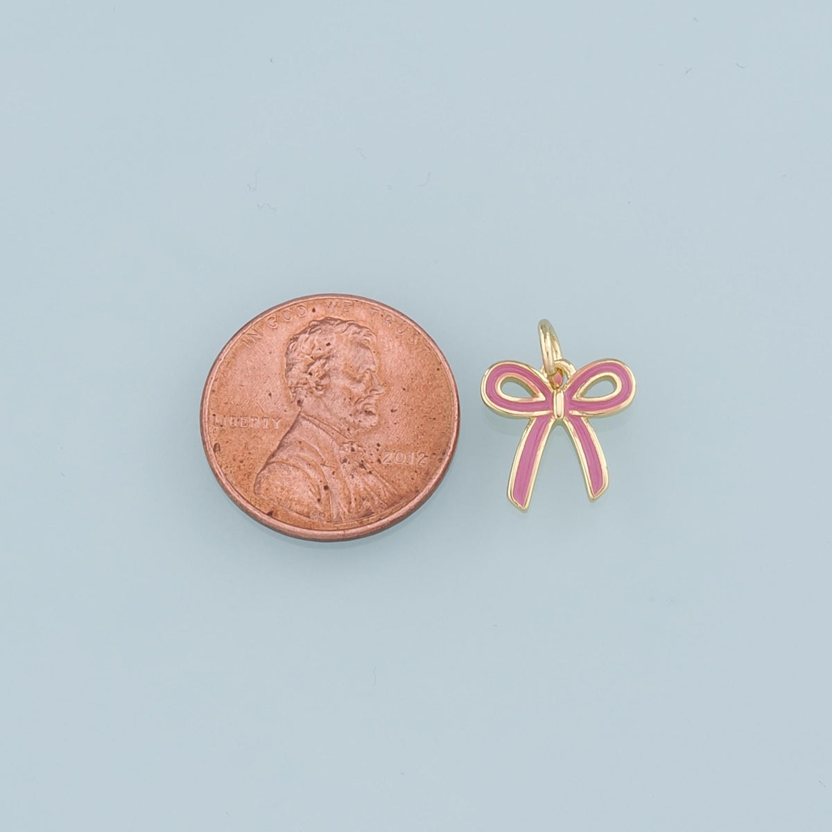 Gold Bow Charms,18K Gold Filled Bow Pendant,Enamel Bow Tie Charm Bracelet Necklace for DIY Jewelry Making Supply