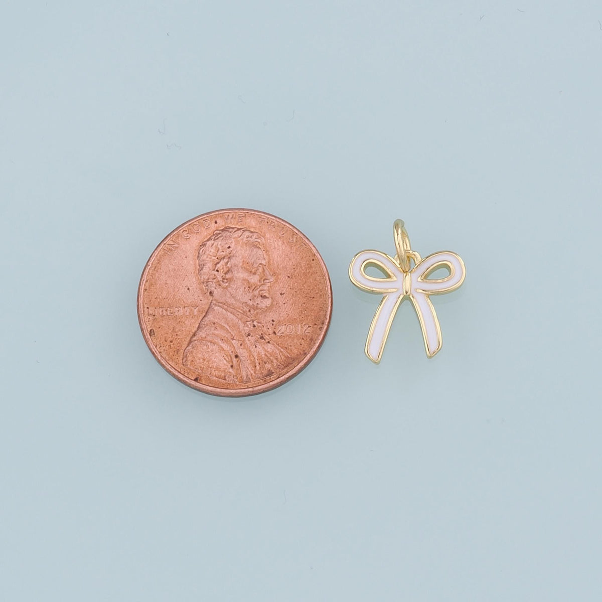 Gold Bow Charms,18K Gold Filled Bow Pendant,Enamel Bow Tie Charm Bracelet Necklace for DIY Jewelry Making Supply