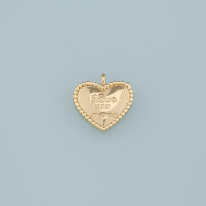 18K Gold Filled Heart Pendant,Heart Charm Bracelet Necklace for DIY Jewelry Making Supply