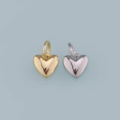 18K Gold Filled Heart Pendant,Heart Charm Bracelet Necklace for DIY Jewelry Making Supply
