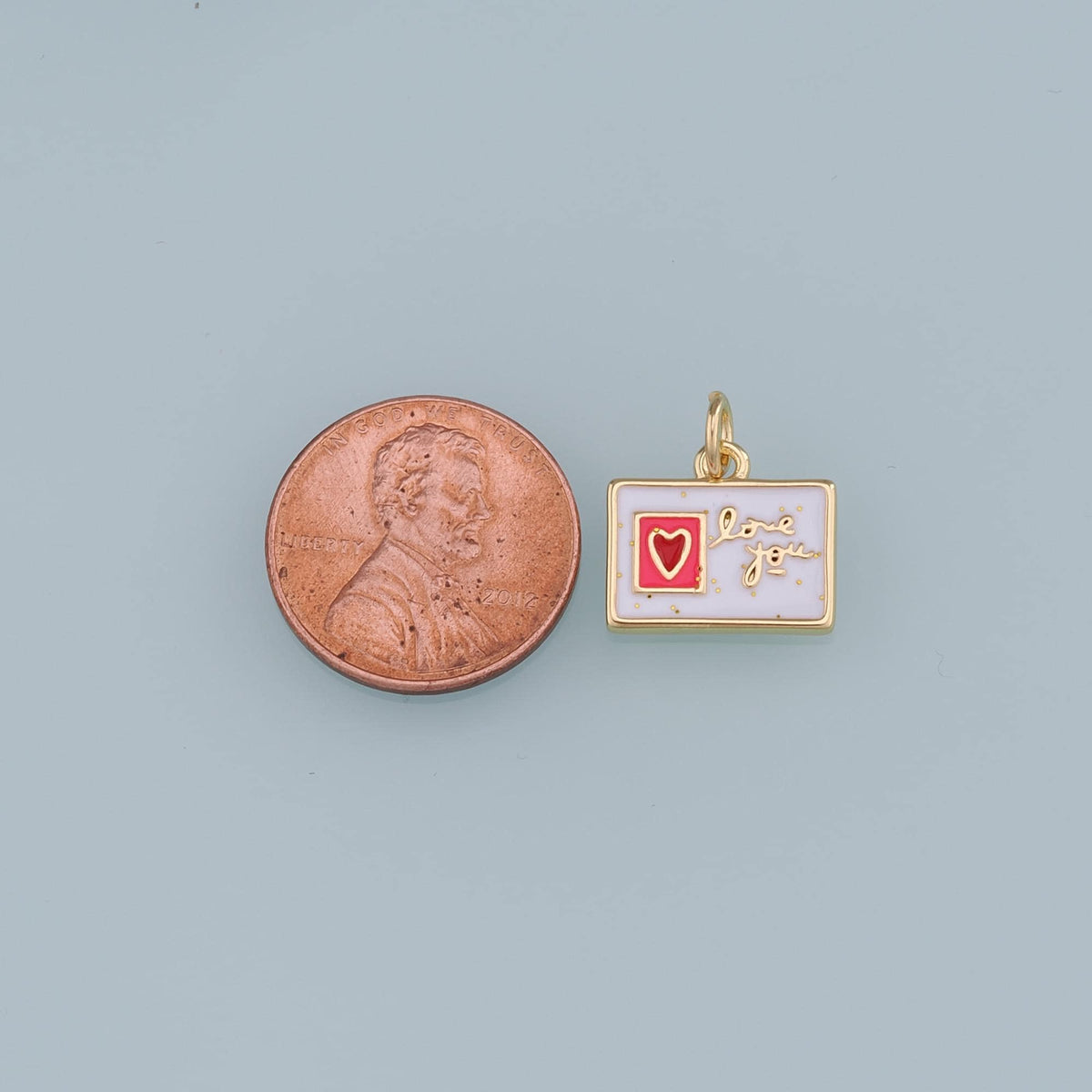 18K Gold Filled Postcard Pendant,Enamel Postcard Charm Bracelet Necklace for DIY Jewelry Making Supply
