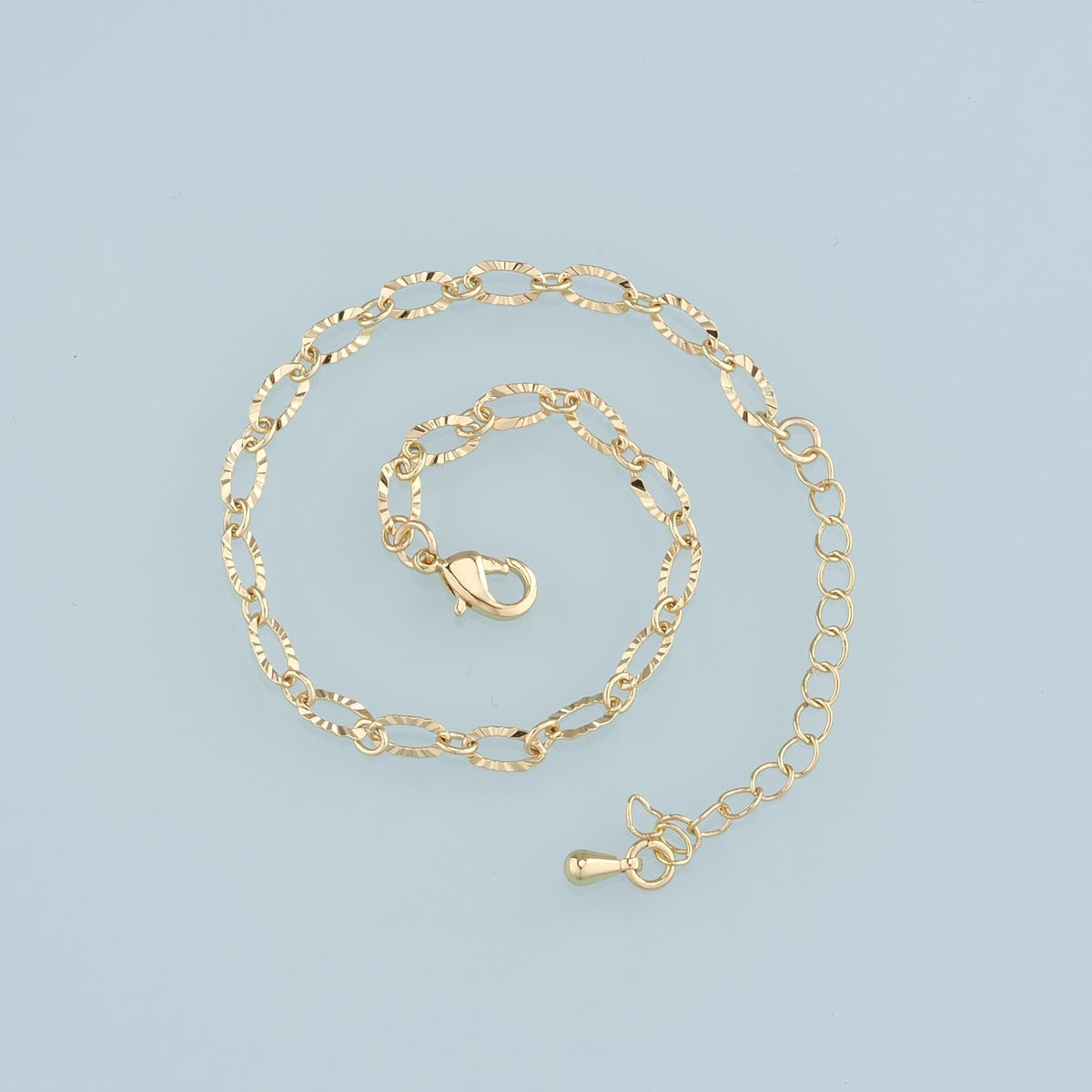 Gold Adjustable Chain,18K Gold Filled Oval Bracelet,Semi Finished Bracelets,Bracelets for Jewelry Making