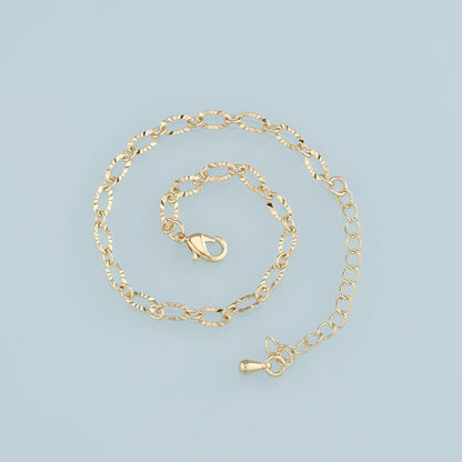 Gold Adjustable Chain,18K Gold Filled Oval Bracelet,Semi Finished Bracelets,Bracelets for Jewelry Making