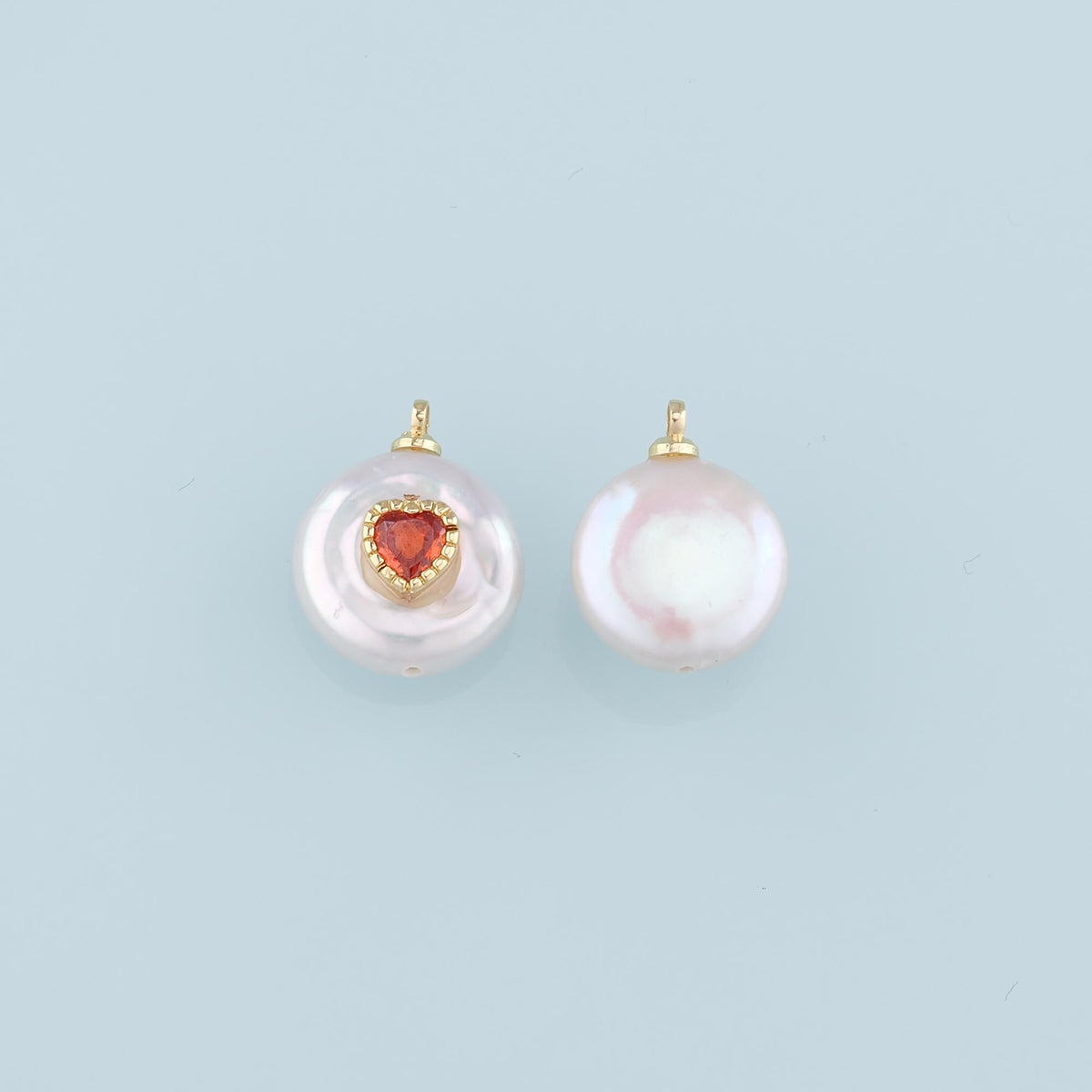 Gold Heart Charms,18K Gold Filled Pearl Heart Pendant,Heart Charm Bracelet Necklace for DIY Jewelry Making Supply