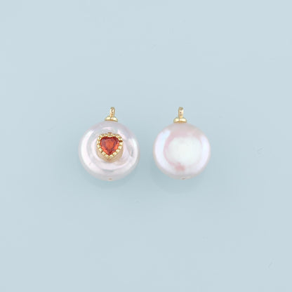 Gold Heart Charms,18K Gold Filled Pearl Heart Pendant,Heart Charm Bracelet Necklace for DIY Jewelry Making Supply