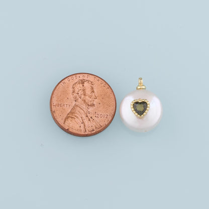 Gold Heart Charms,18K Gold Filled Pearl Heart Pendant,Heart Charm Bracelet Necklace for DIY Jewelry Making Supply
