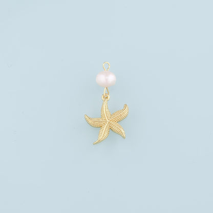 18K Gold Filled Star Pearl Charm Pendant for Jewelry Making
