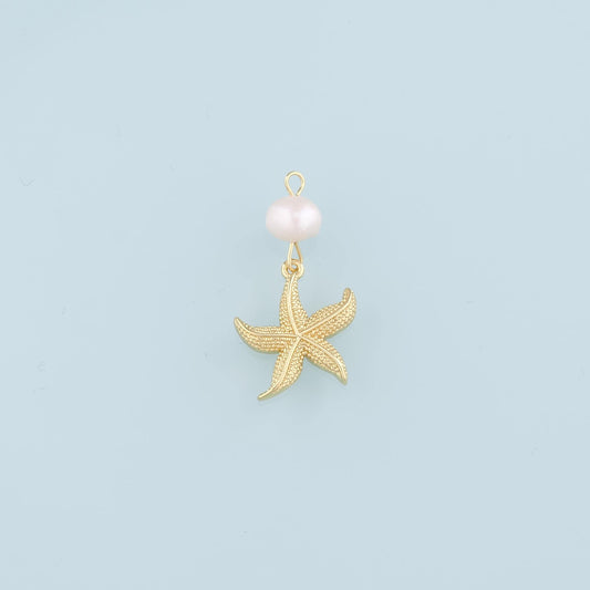 18K Gold Filled Pearl Starfish Pendant,Starfish Charm Bracelet Necklace for DIY Jewelry Making Supply