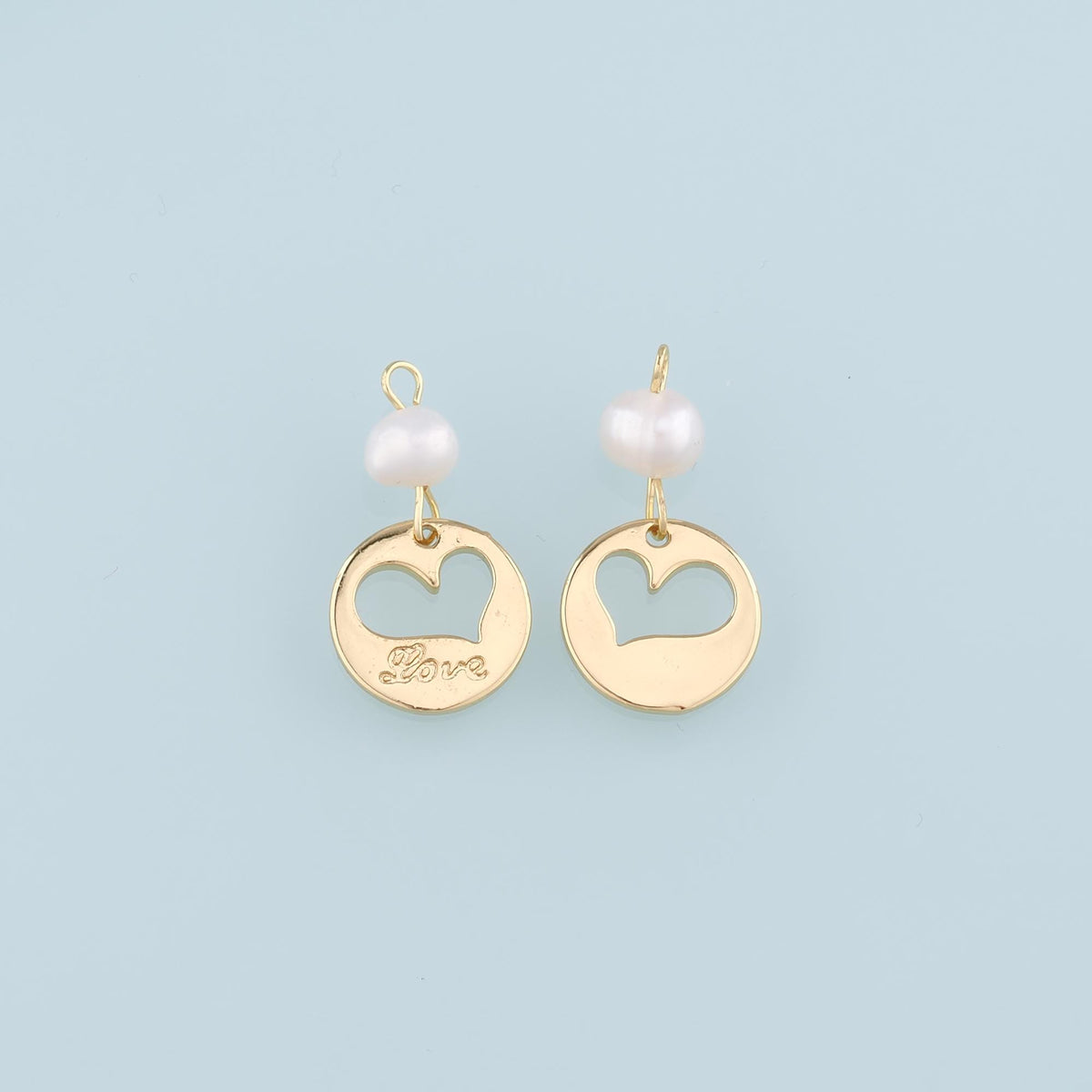 18K Gold Filled Heart Pearl Charm Pendant for Jewelry Making