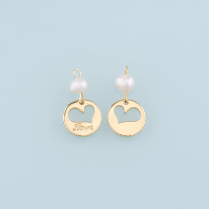 18K Gold Filled Heart Pearl Charm Pendant for Jewelry Making