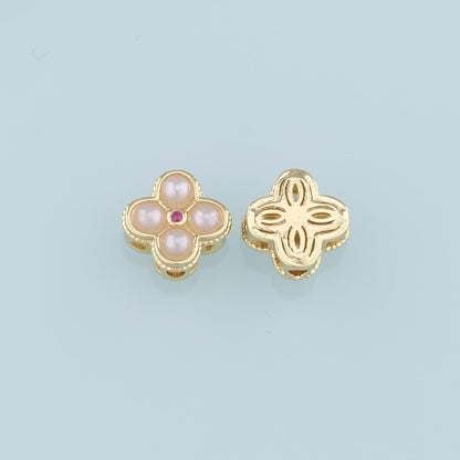 18K Gold Filled Flower Pearl Charm Pendant for Jewelry Making