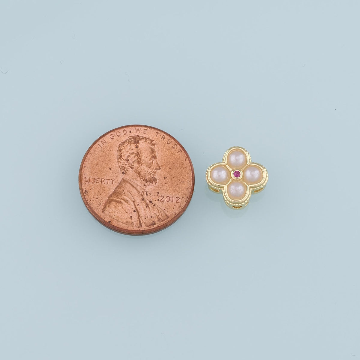 18K Gold Filled Flower Pearl Charm Pendant for Jewelry Making