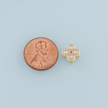 18K Gold Filled Flower Pearl Charm Pendant for Jewelry Making