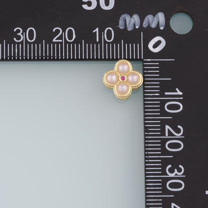 18K Gold Filled Flower Pearl Charm Pendant for Jewelry Making