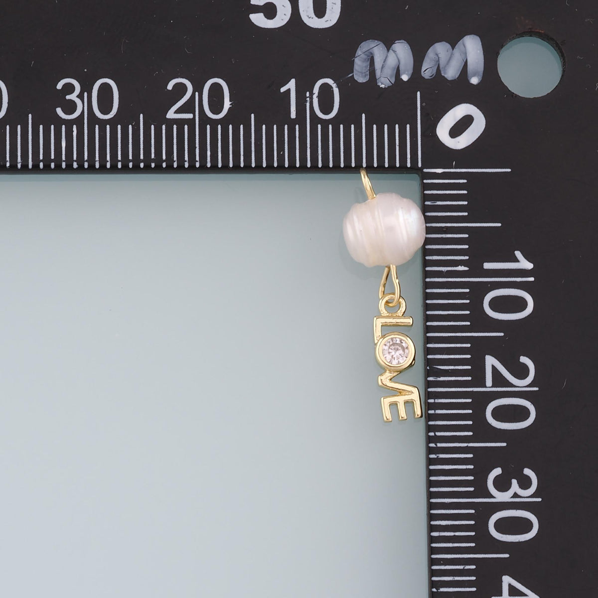 18K Gold Filled Pearl Love Pendant,Love Charm Bracelet Necklace for DIY Jewelry Making Supply
