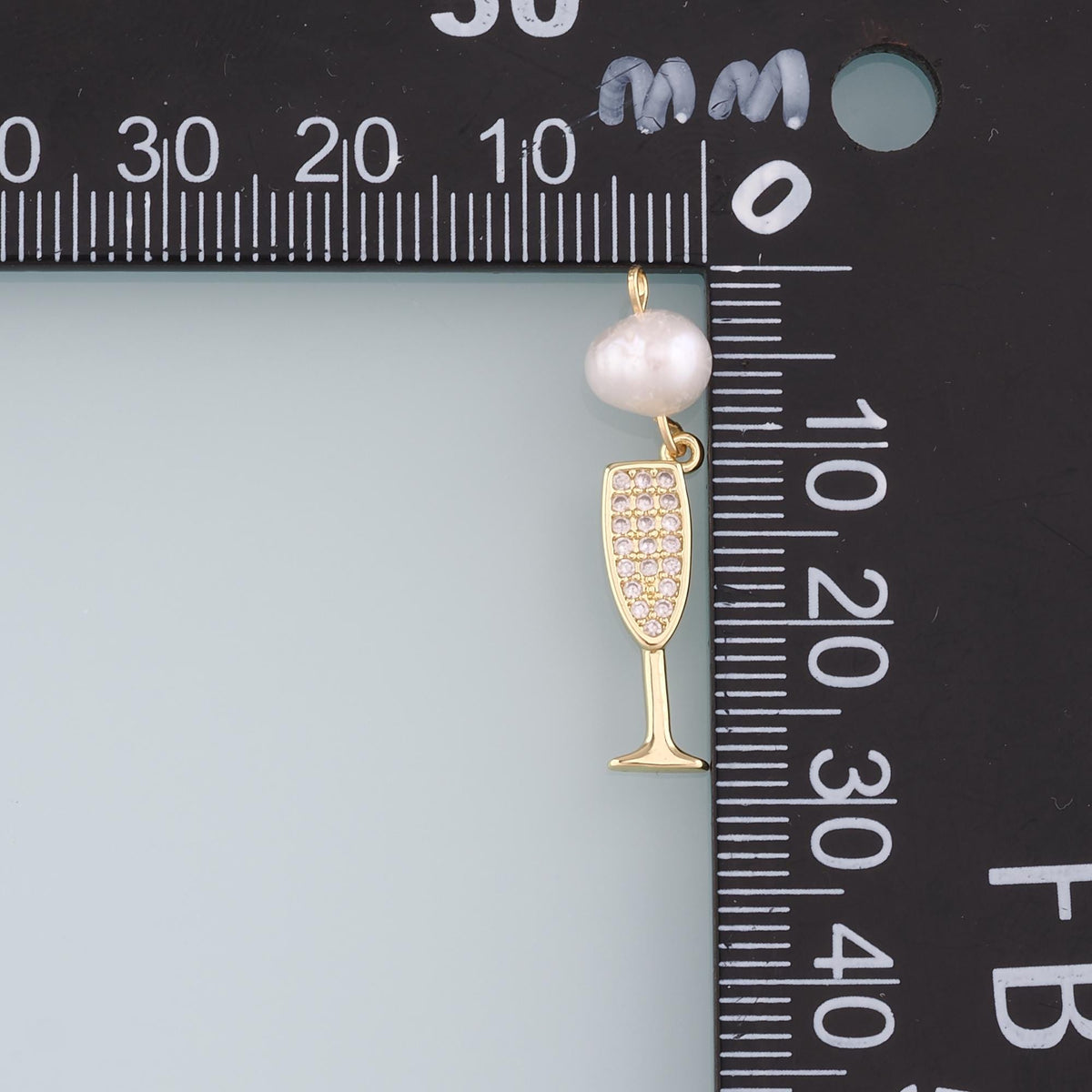 Gold Wine Glass Charms,18K Gold Filled Pearl Wine Glass Pendant,CZ Wine Glass Charm Bracelet Necklace for DIY Jewelry Making 
