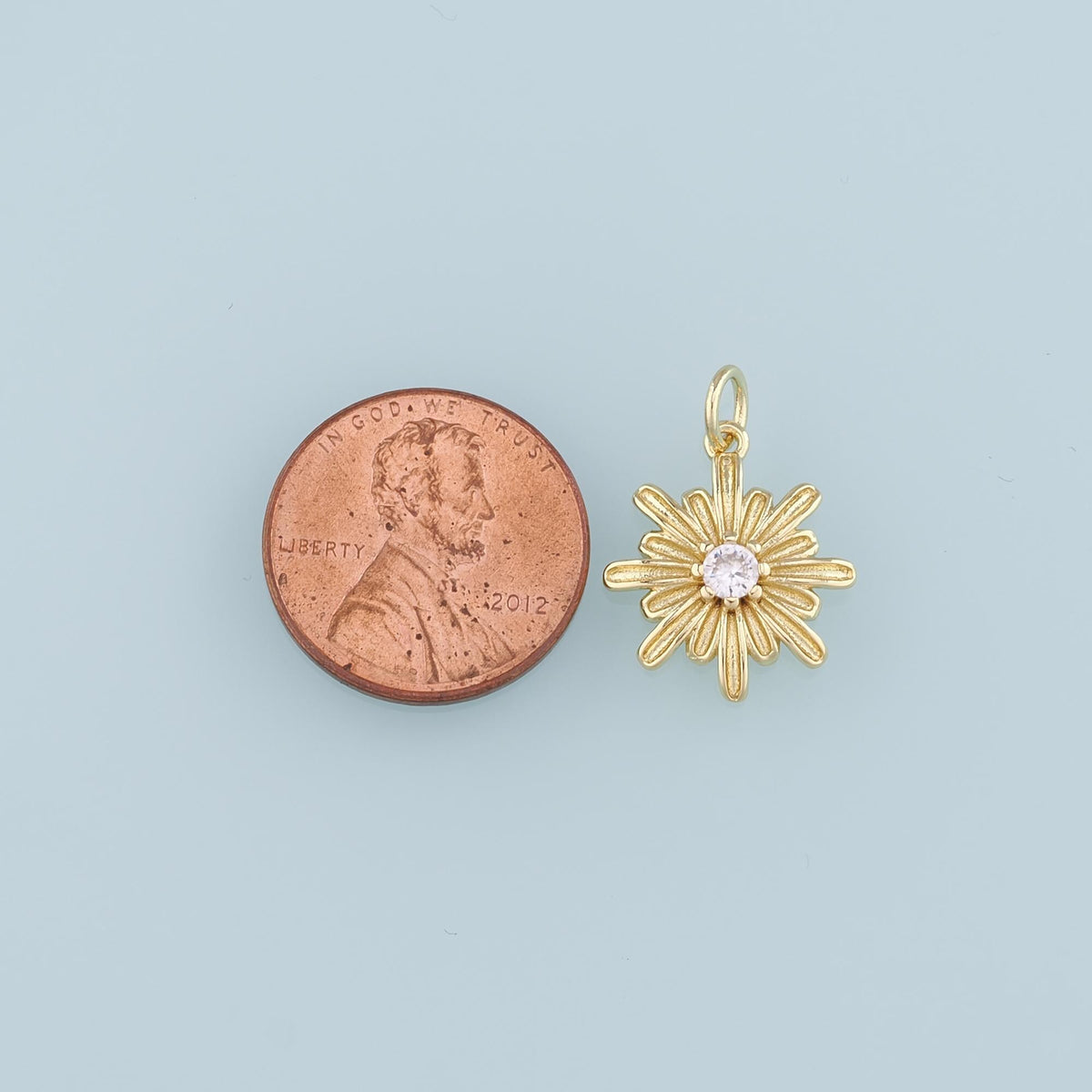 Gold Flower Charms,18K Gold Filled Flower Pendant,CZ Flower Charm Bracelet Necklace for DIY Jewelry Making Supply