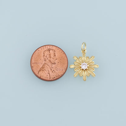 Gold Flower Charms,18K Gold Filled Flower Pendant,CZ Flower Charm Bracelet Necklace for DIY Jewelry Making Supply