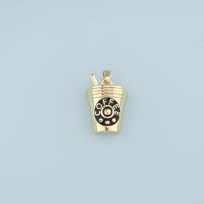 18K Gold Filled Coffee Cup Pendant,Enamel Cup Charm Bracelet Necklace for DIY Jewelry Making Supply