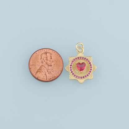 18K Gold Filled Heart CZ Charm Pendant for Jewelry Making