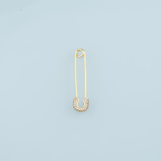 18K Gold Filled Paper Clip Pendant,CZ Micro Pave Paper Clip Charm Bracelet Necklace for DIY Jewelry Making Supply