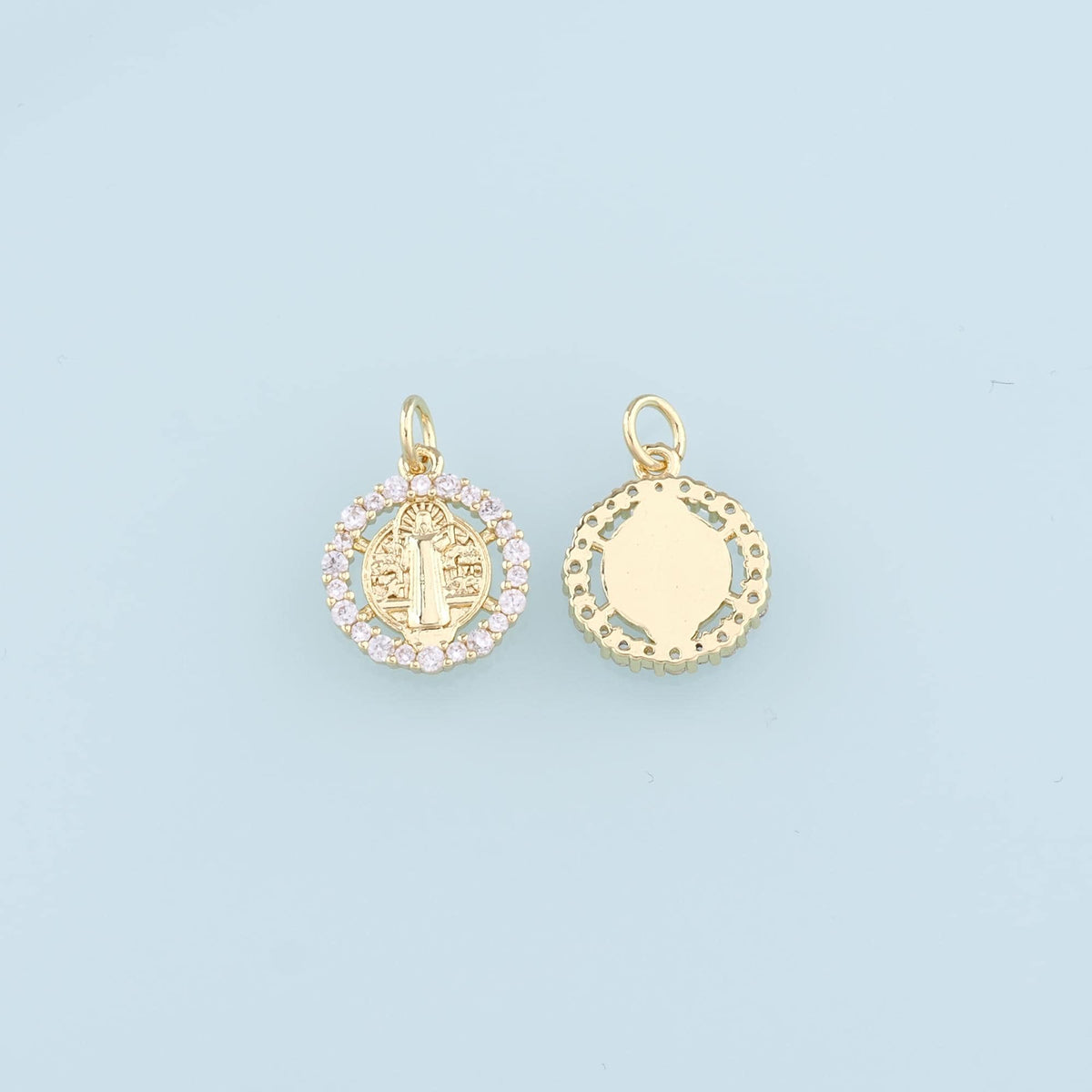 Gold Benedict Charm,18K Gold Filled Benedict Pendant,CZ Micro Pave Benedict Charm Bracelet Necklace for DIY Jewelry Making Su