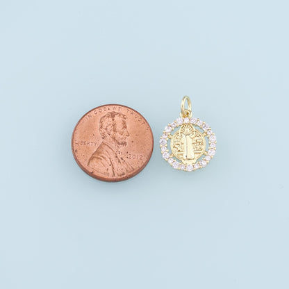 Gold Benedict Charm,18K Gold Filled Benedict Pendant,CZ Micro Pave Benedict Charm Bracelet Necklace for DIY Jewelry Making Su