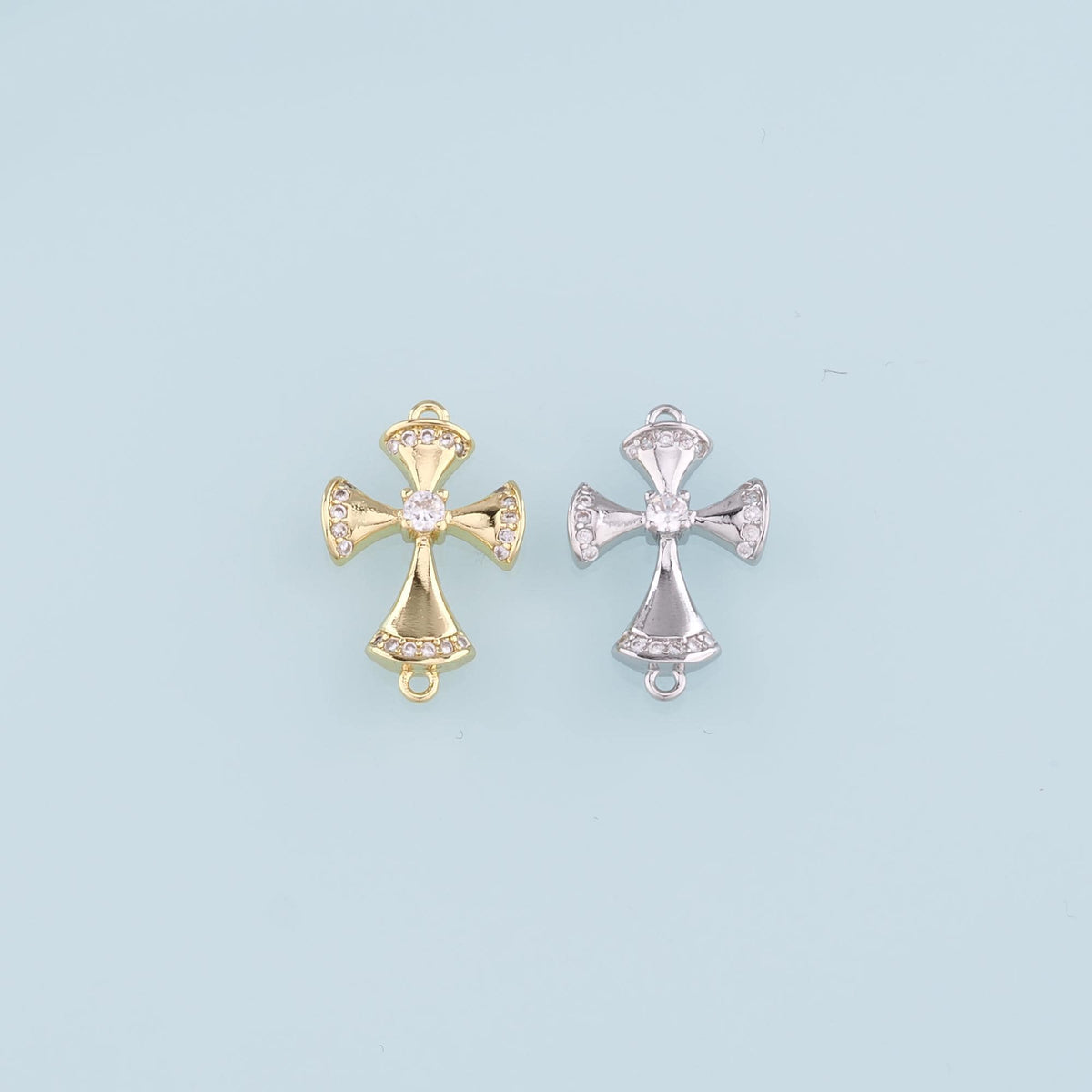 Gold Connector Charms,18K Gold Filled Cross Pendant,Religion Charm Bracelet Necklace for DIY Jewelry Making Supply