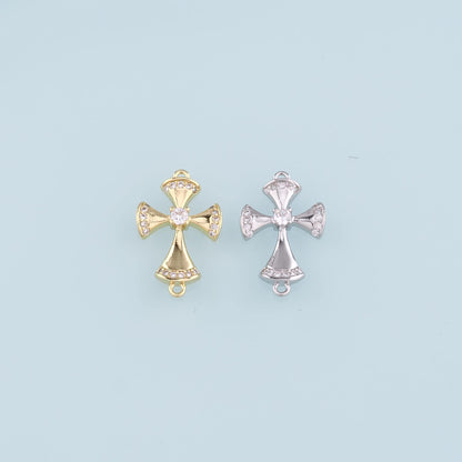 Gold Connector Charms,18K Gold Filled Cross Pendant,Religion Charm Bracelet Necklace for DIY Jewelry Making Supply