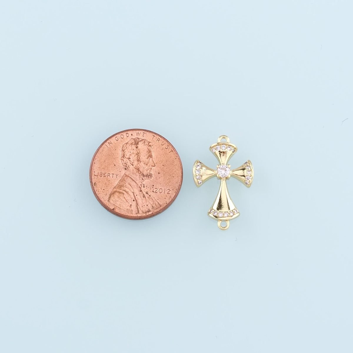Gold Connector Charms,18K Gold Filled Cross Pendant,Religion Charm Bracelet Necklace for DIY Jewelry Making Supply